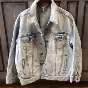 Free People oversized distressed denim jacket